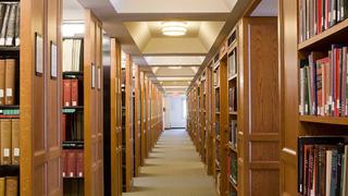 View of academic library stacks